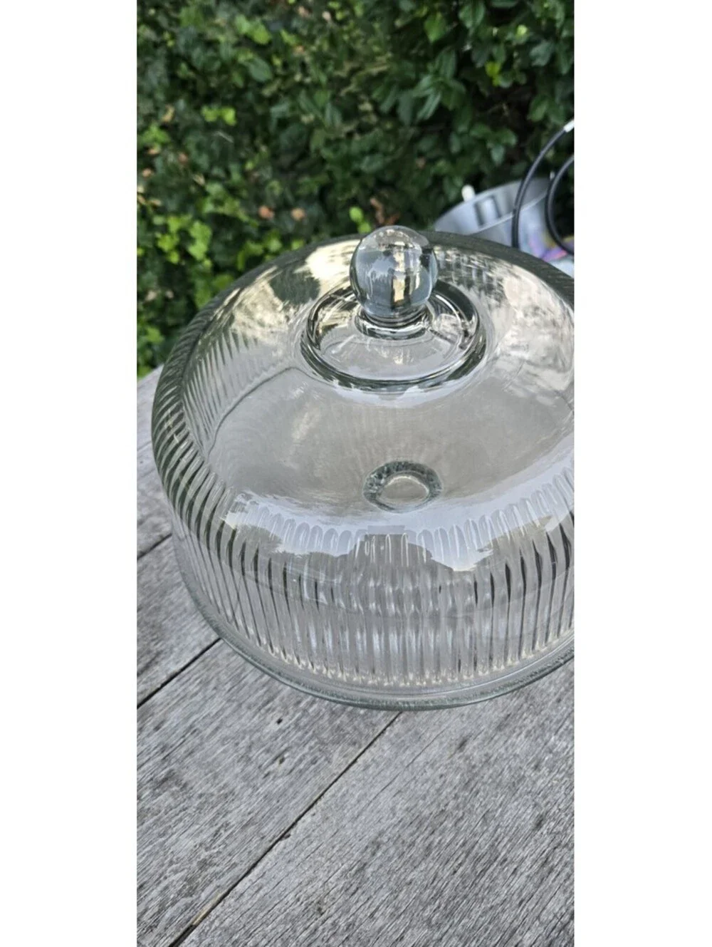 Clear Glass Anchor Hocking Ribbed Glass Cake Stand Doubles As A Punch Bowl